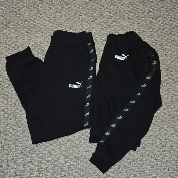 Puma Power Tape Pants and Amplified Cropped Womens Black Puma Hoodie Women's - Picture 1 of 10